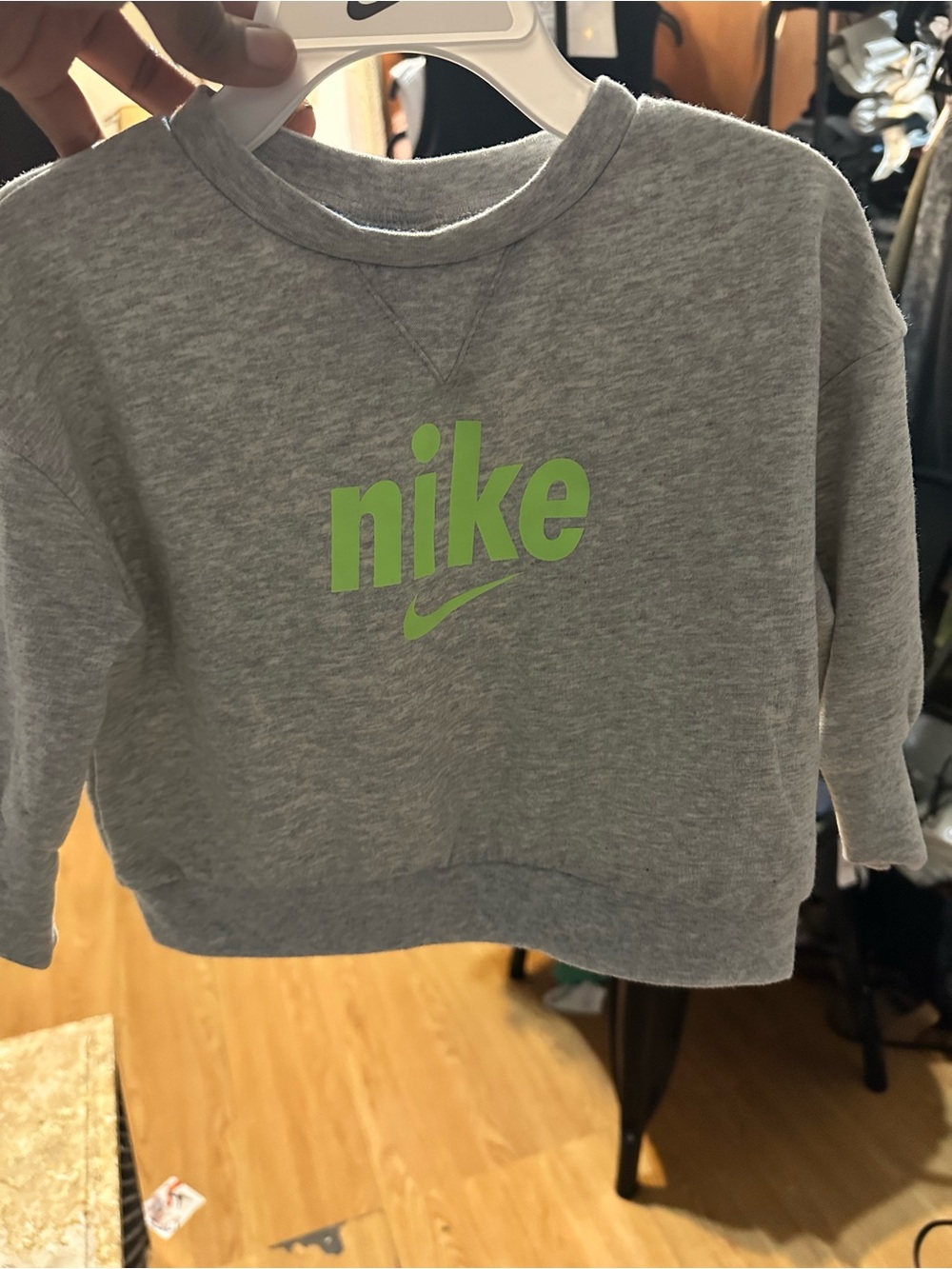 Nike Kids' Gray Sweatshirt with Lime Logo